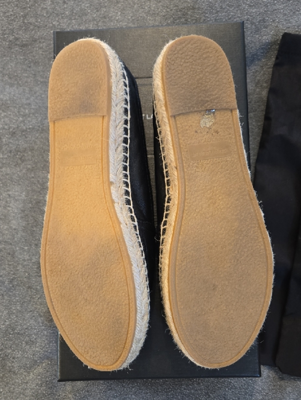 Saint Laurent Black Leather YSL Espadrille Flats - Picture 7 of 10